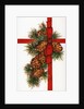 Vintage Illustration of a Christmas Present with Red Ribbon and Pine Cones by Anonymous