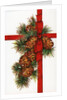 Vintage Illustration of a Christmas Present with Red Ribbon and Pine Cones by Anonymous