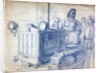 Drawing of a Soviet woman on a tracked tractor by Anonymous