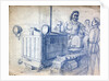 Drawing of a Soviet woman on a tracked tractor by Anonymous