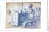 Drawing of a Soviet woman on a tracked tractor by Anonymous