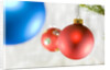 Close-up of hanging red and blue Christmas baubles by Anonymous