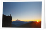 hiker watching sunrise over Mt. Hood, Mt. Hood National Forest, Oregon by Anonymous