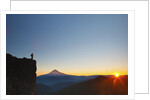 hiker watching sunrise over Mt. Hood, Mt. Hood National Forest, Oregon by Anonymous