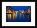 Grand Canal with View of Rialto Bridge with Evening Blue light and Lights by Anonymous