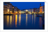Grand Canal with View of Rialto Bridge with Evening Blue light and Lights by Anonymous
