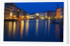 Grand Canal with View of Rialto Bridge with Evening Blue light and Lights by Anonymous