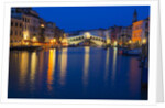 Grand Canal with View of Rialto Bridge with Evening Blue light and Lights by Anonymous