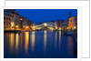 Grand Canal with View of Rialto Bridge with Evening Blue light and Lights by Anonymous