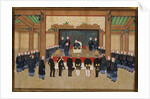 A Mandarin Receiving an Embassy of European Diplomats at his Court by Zhou Pei Chun