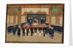 A Mandarin Receiving an Embassy of European Diplomats at his Court by Zhou Pei Chun