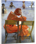 Girl in a Red Dress, Seated by a Swimming Pool by John Lavery