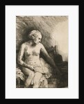 A Woman At The Bath With A Hat Beside Her by Rembrandt van Rijn