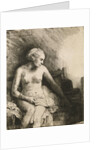 A Woman At The Bath With A Hat Beside Her by Rembrandt van Rijn