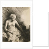 A Woman At The Bath With A Hat Beside Her by Rembrandt van Rijn