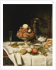 Peaches in a Dresden Tazza, Grapes, Apples, Hazelnuts and Biscuits by Jules Larcher