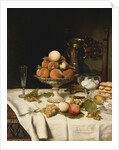 Peaches in a Dresden Tazza, Grapes, Apples, Hazelnuts and Biscuits by Jules Larcher