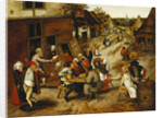 Peasants Merrymaking Outside the Swan Inn in a Village Street by Pieter Brueghel the Younger