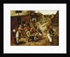 Peasants Merrymaking Outside the Swan Inn in a Village Street by Pieter Brueghel the Younger