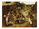 Peasants Merrymaking Outside the Swan Inn in a Village Street by Pieter Brueghel the Younger