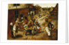 Peasants Merrymaking Outside the Swan Inn in a Village Street by Pieter Brueghel the Younger