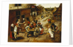 Peasants Merrymaking Outside the Swan Inn in a Village Street by Pieter Brueghel the Younger