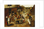 Peasants Merrymaking Outside the Swan Inn in a Village Street by Pieter Brueghel the Younger