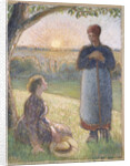 Country Women Chatting, Sunset, Eragny by Camillle Pissarro