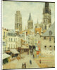 Rue de L'Epicerie in Rouen on a Gray Morning by Camillle Pissarro