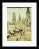 Rue de L'Epicerie in Rouen on a Gray Morning by Camillle Pissarro