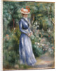 Woman in a Blue Dress Standing in the Garden at Saint-Cloud by Pierre-Auguste Renoir