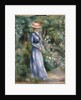 Woman in a Blue Dress Standing in the Garden at Saint-Cloud by Pierre-Auguste Renoir