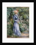 Woman in a Blue Dress Standing in the Garden at Saint-Cloud by Pierre-Auguste Renoir