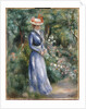 Woman in a Blue Dress Standing in the Garden at Saint-Cloud by Pierre-Auguste Renoir