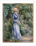 Woman in a Blue Dress Standing in the Garden at Saint-Cloud by Pierre-Auguste Renoir