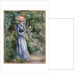 Woman in a Blue Dress Standing in the Garden at Saint-Cloud by Pierre-Auguste Renoir