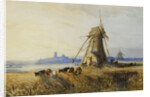 A Distant View of Ely with Windmills at Sunset by Thomas Lound