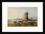 A Distant View of Ely with Windmills at Sunset by Thomas Lound
