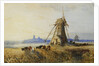 A Distant View of Ely with Windmills at Sunset by Thomas Lound