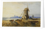 A Distant View of Ely with Windmills at Sunset by Thomas Lound