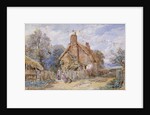Children by a Thatched Cottage at Chiddingfold by Myles Birket Foster