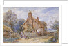 Children by a Thatched Cottage at Chiddingfold by Myles Birket Foster
