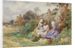 Children Reading Beside a Country Lane by Myles Birket Foster