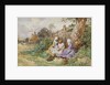 Children Reading Beside a Country Lane by Myles Birket Foster