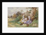 Children Reading Beside a Country Lane by Myles Birket Foster