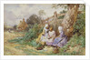 Children Reading Beside a Country Lane by Myles Birket Foster