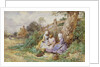 Children Reading Beside a Country Lane by Myles Birket Foster