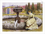 A Lady and a Dog Beside an Ornamental Pool by George Goodwin Kilburne