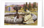 A Lady and a Dog Beside an Ornamental Pool by George Goodwin Kilburne