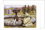 A Lady and a Dog Beside an Ornamental Pool by George Goodwin Kilburne